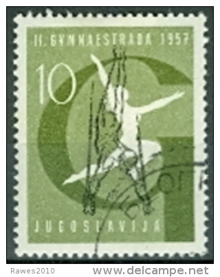 Jugoslawien 1957 MI. 823 Gest. Gymnastrada Turnerin + Turner An Ringen - Gebraucht