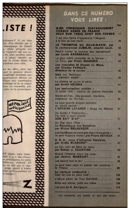 TOUT SAVOIR  Juillet 1956   24h Du Mans 1956, Le Bat' D'af  ,sommaire Complet Sur Le Scan - Informations Générales