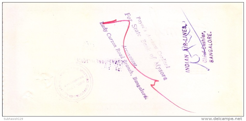 INDIA TRAVELLIER'S CHEQUE - USED - THE UNITED COMMERCIAL BANK LIMITED, CALCUTTA - 25 RUPEES - Cheques & Traveler's Cheques