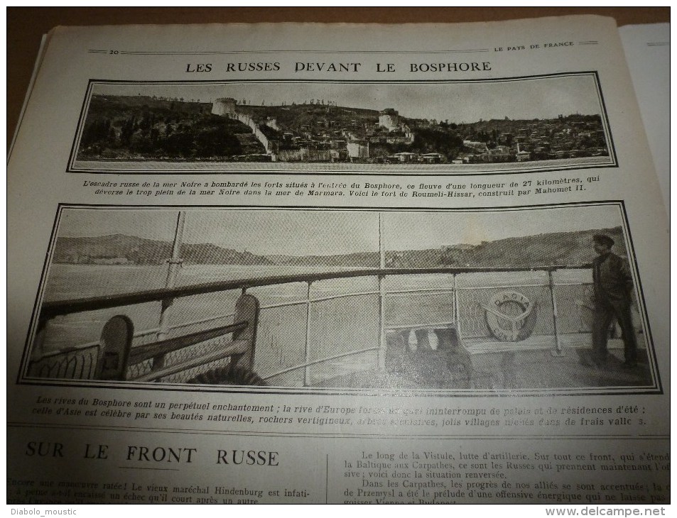 1915 JOURNAL de GUERRE : Les belges;Argonne;Top-espion allemand;Le "PRINZ-EITEL-FRIEDRICH";B osphore ;Roumeli-Hissar