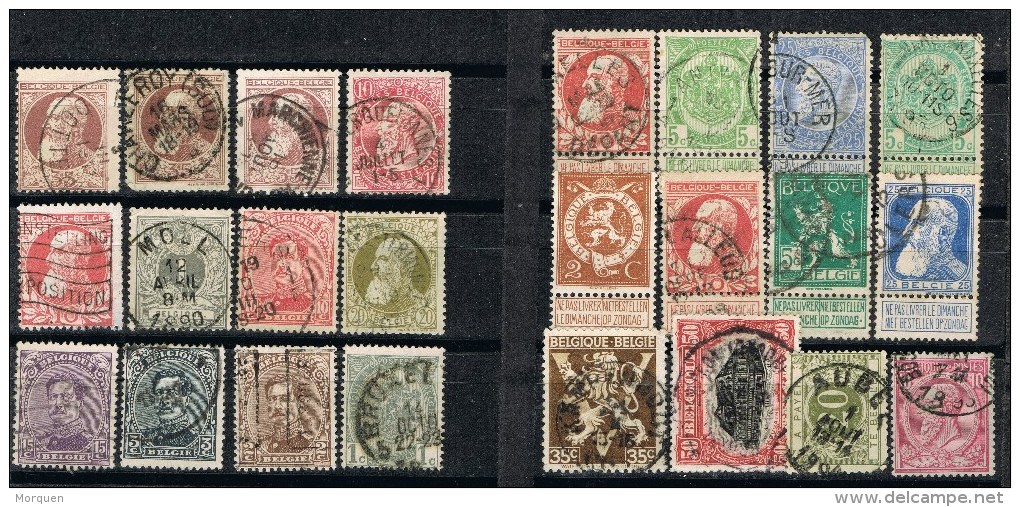 Pequeño Lote 24 Sellos BELGIE, Belgica 1890-1935 º - Sammlungen