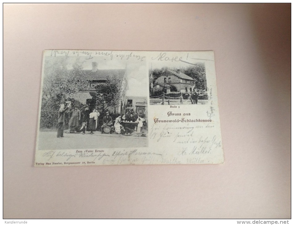 Ansichtskarte Postkarte AK 1900 Gruss Aus Grunewald Schlachtensee Wirtshaus Vater Ernst Gelaufen - Grunewald