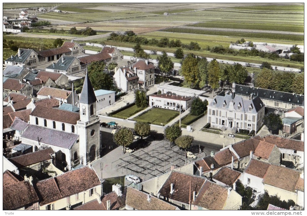 PIERRELAYE VUE AERIENNE L'EGLISE ET LA MAIRIE - Pierrelaye