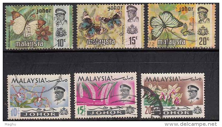 Johore Used 1965, 1971, Butterfly, Orchid, Malaya, (sample Image) - Johore