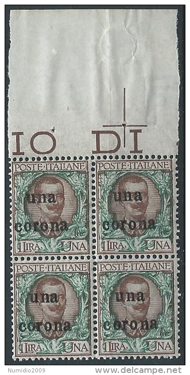 1919 DALMAZIA 1 CORONA QUARTINA MNH ** - ED729 - Dalmatia