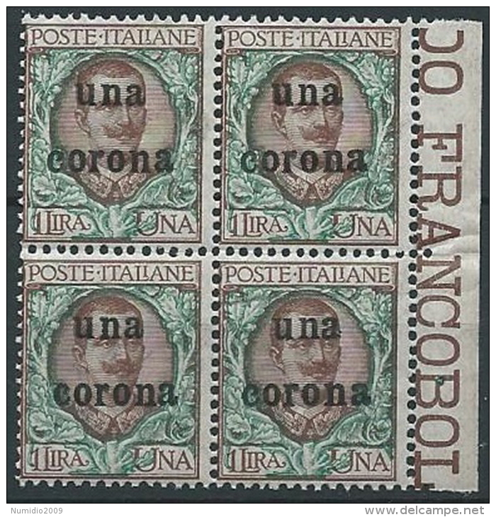 1919 DALMAZIA 1 CORONA QUARTINA MNH ** - ED731 - Dalmatien