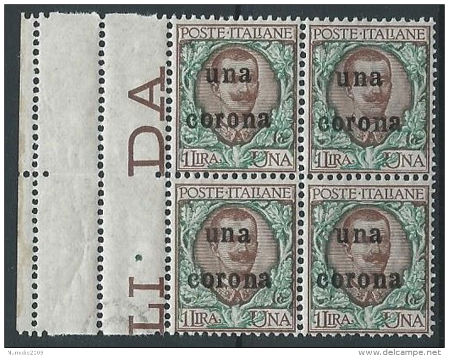 1919 DALMAZIA 1 CORONA QUARTINA MNH ** - ED732-2 - Dalmatië