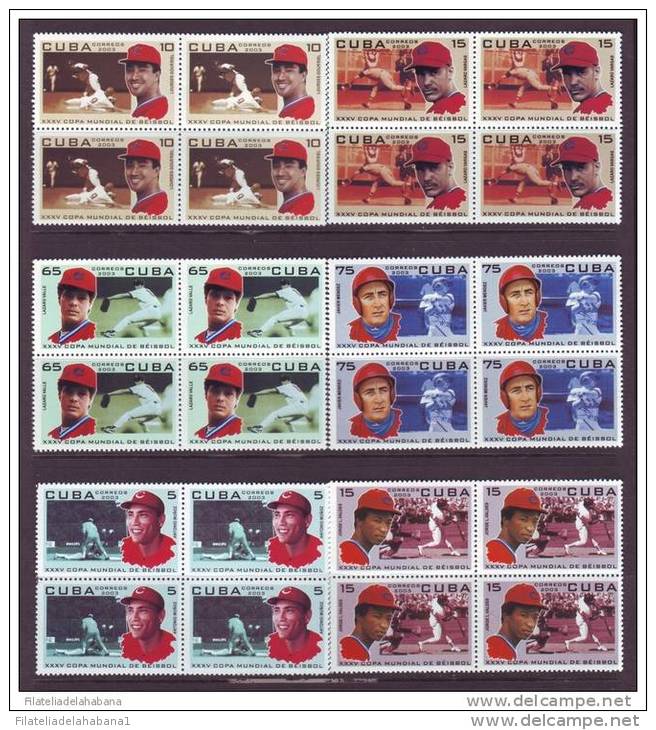 2003.105 CUBA 2003 BEISBOL BASEBALL INTERNATIONAL WORLD CUP.  COMPLETE SET BLOCK 4, MNH - Unused Stamps