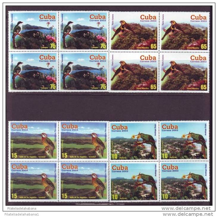 2003.111 CUBA 2003 TURISM TURISMO AVES Y PAISAJES DE CUBA. BIRD. MNH SET BLOCK 4 - Neufs