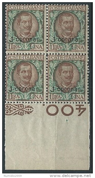 1921-22 DALMAZIA 1 CORONA QUARTINA MNH ** - ED721-2 - Dalmatien