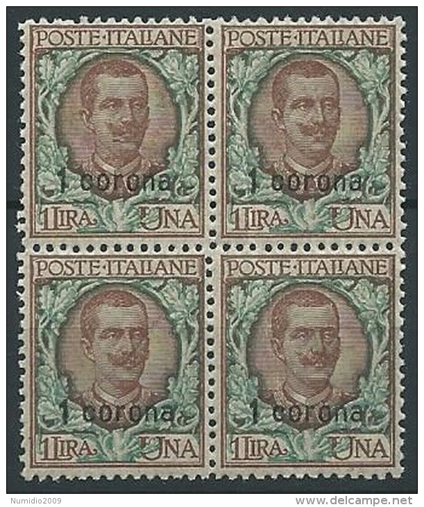 1921-22 DALMAZIA 1 CORONA QUARTINA MNH ** - ED721-5 - Dalmatia