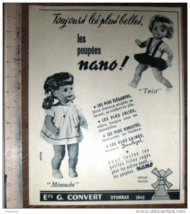 PUB PUBLICITE POUPEE NANO TWIST MINOUCHE OYONNAX ETS G CONVERT - Collections