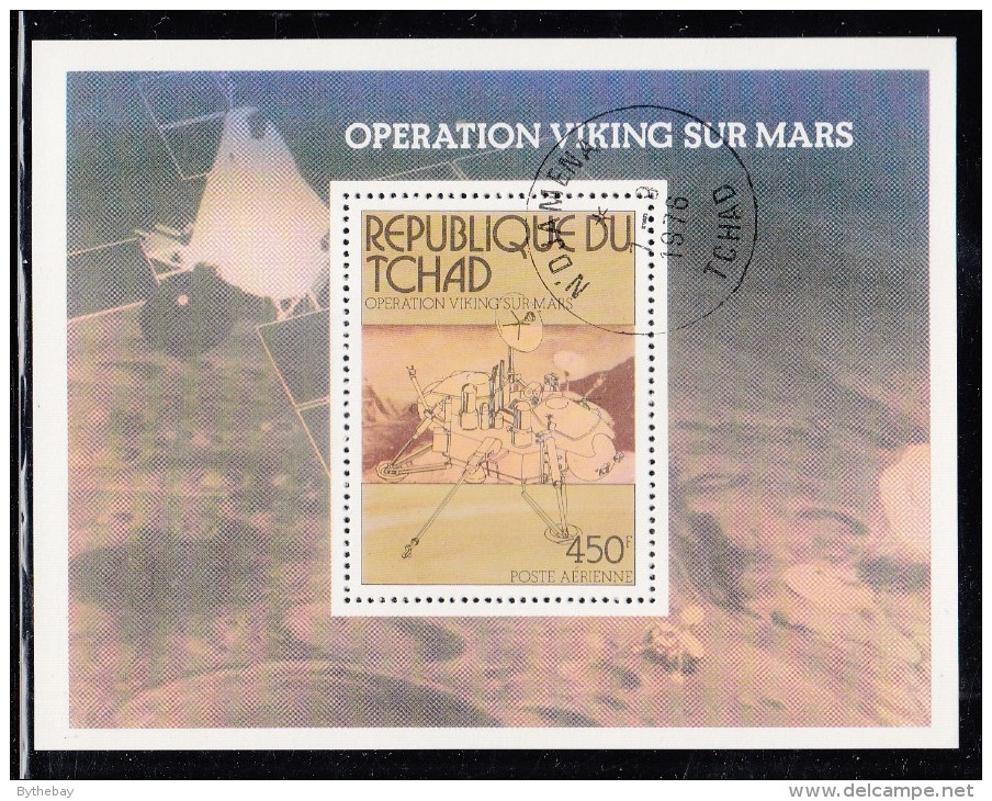 Chad Used Scott #C194 Souvenir Sheet 450fr Viking Lander And Probe - Viking Mars Mission - Etats-Unis