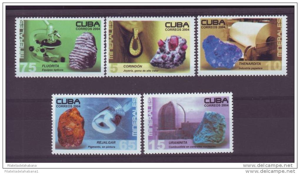 2004.126 CUBA 2004 CUBA MINERALES  JEWERLY URANIO RADIOACTIVIDAD SET MNH. REJALGAR. FLUORITA. THENARDITA. URANITA - Unused Stamps