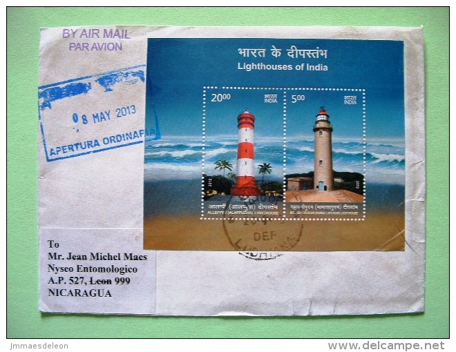 India 2013 Cover To Nicaragua - Lighthouses - Cartas & Documentos