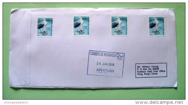 Hong Kong 2014 Cover To Nicaragua - Birds Sea Eagle - Inclusive Arts - Insects - Briefe U. Dokumente