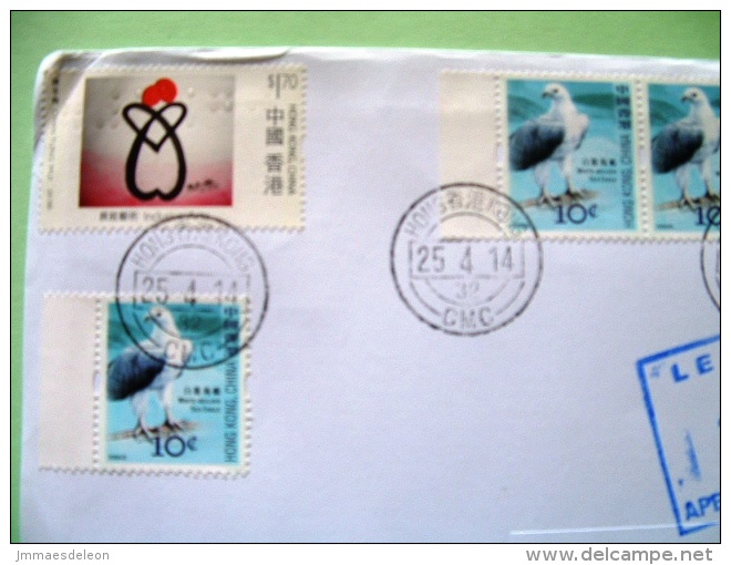 Hong Kong 2014 Cover To Nicaragua - Birds Sea Eagle - Inclusive Arts - Insects - Brieven En Documenten