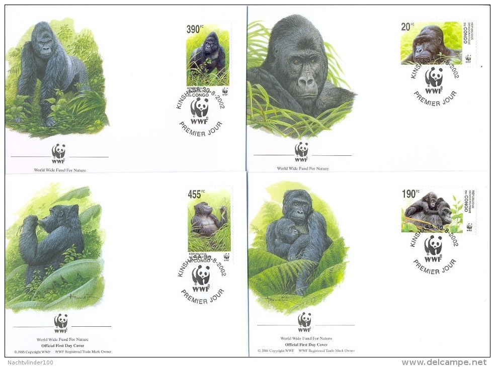 Nbj310fb WWF FAUNA ZOOGDIEREN PRIMATEN AAP MONKEY GORILLA MAMMALS PRIMATES AFFEN QWO 2002 FDC´s - FDC