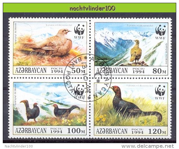 Naa171sg WWF FAUNA VOGELS BIRDS BLACK GROUSE VÖGEL AVES OISEAUX AZERBAYCAN 1994 Gebr/used - Gebruikt