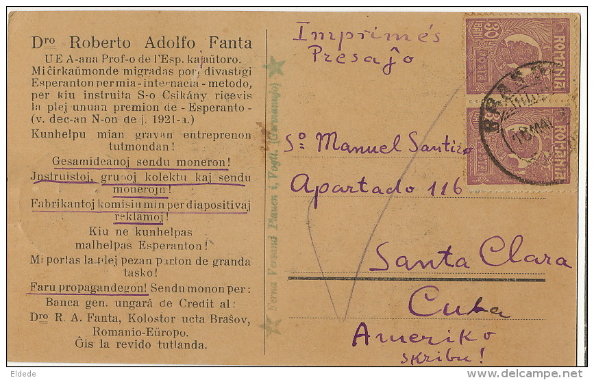 Dro Roberto Adolfo Fanta Brasov Esperanto To Santa Clara Cuba  Edit Ferna Versand Plauen - Roumanie
