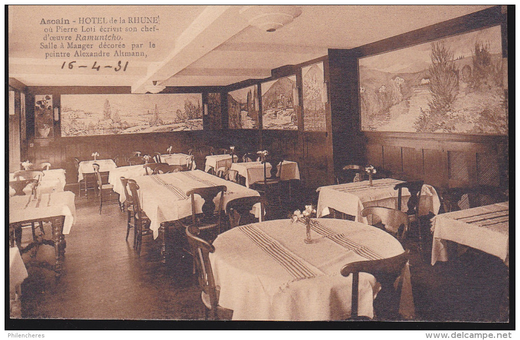 CPA - (64) Ascain - Hotel De La Rhune Ou Pierre Loti Ecrivit Spn Chef D'oeuvre Ramuntcho. Salle A Manger Décorée Par Le - Ascain