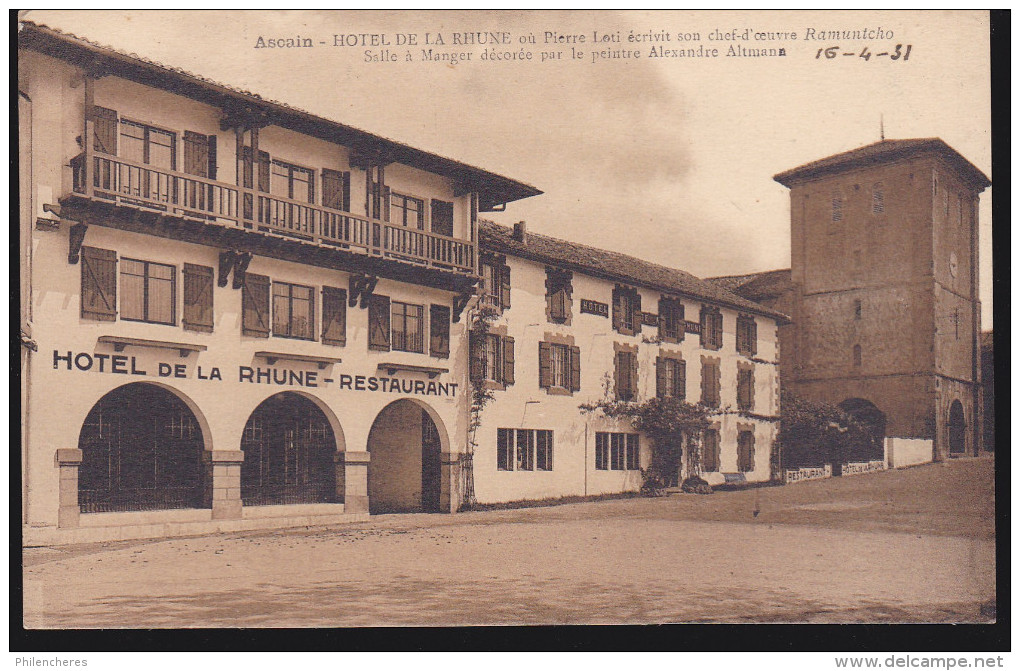 CPA - (64) Ascain - Hotel De La Rhune Ou Pierre Loti Ecrivit Spn Chef D´oeuvre Ramuntcho. Salle A Manger Décorée Par Le - Ascain