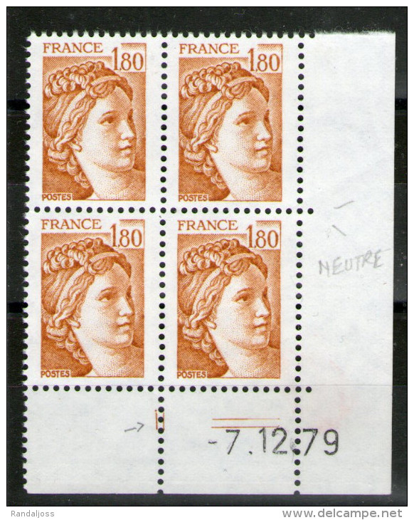 Sabine 2061**_99/100=plus Grands_repère De Perforation Et 2 Traits_ - 1970-1979