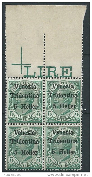 1918 TRENTINO EFFIGIE 5 H VARIETà LETTERA A MNH ** - ED771-3 - Trento