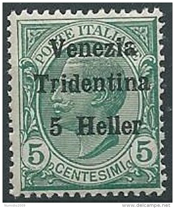 1918 TRENTINO EFFIGIE 5 H VARIETà PRIMA LETTERA A MNH ** - ED768-3 - Trentin