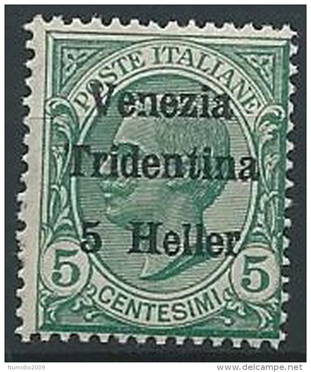 1918 TRENTINO EFFIGIE 5 H VARIETà PRIMA LETTERA N MNH ** - ED767-2 - Trento