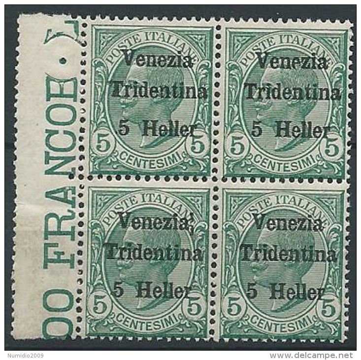 1918 TRENTINO EFFIGIE 5 H VARIETà RIGA DOPO LETTERA A MNH ** - ED770-2 - Trentin