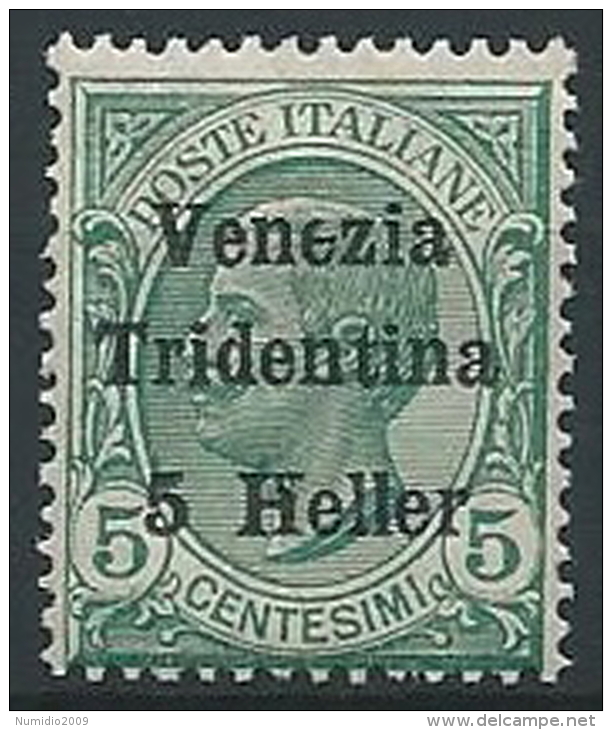 1918 TRENTINO EFFIGIE 5 H VARIETà SECONDA LETTERA E MNH ** - ED767 - Trento