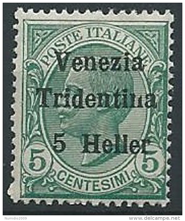 1918 TRENTINO EFFIGIE 5 H VARIETà TERZA LETTERA N MNH ** - ED767-3 - Trento