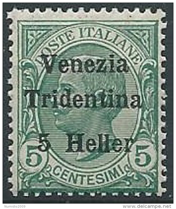 1918 TRENTINO EFFIGIE 5 H VARIETà ULTIMA LETTERA E MNH ** - ED768-2 - Trentin