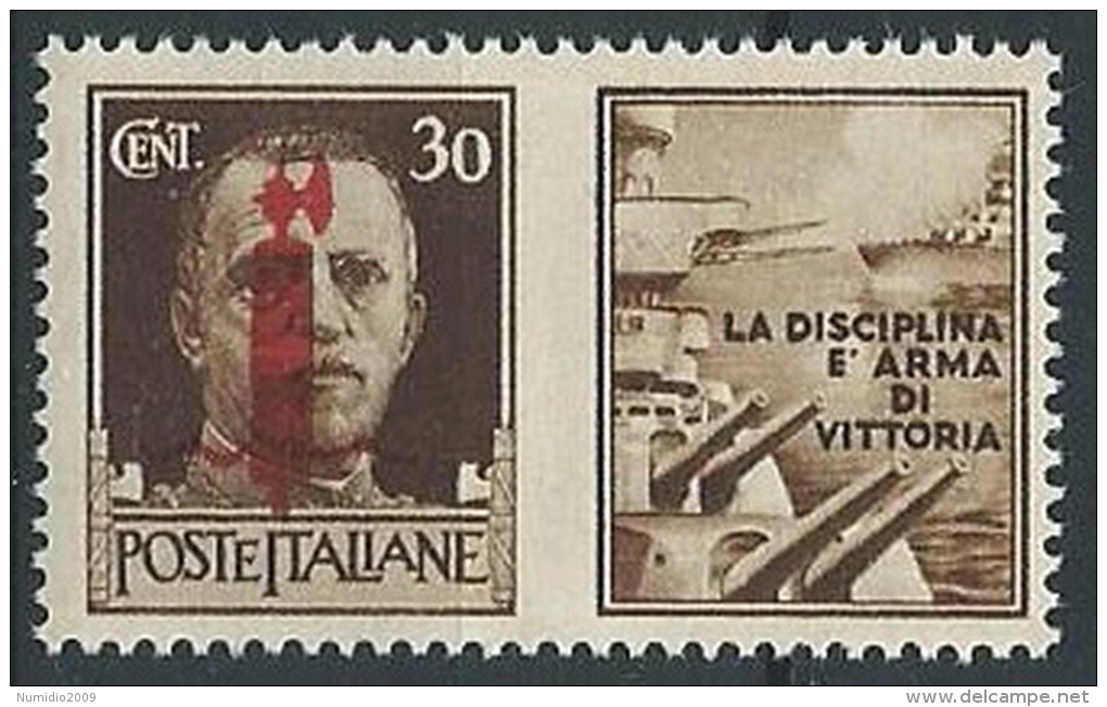 1944 RSI PROPAGANDA DI GUERRA 30 CENT ROSSO BRUNO MNH ** - ED772-5 - Propagande De Guerre