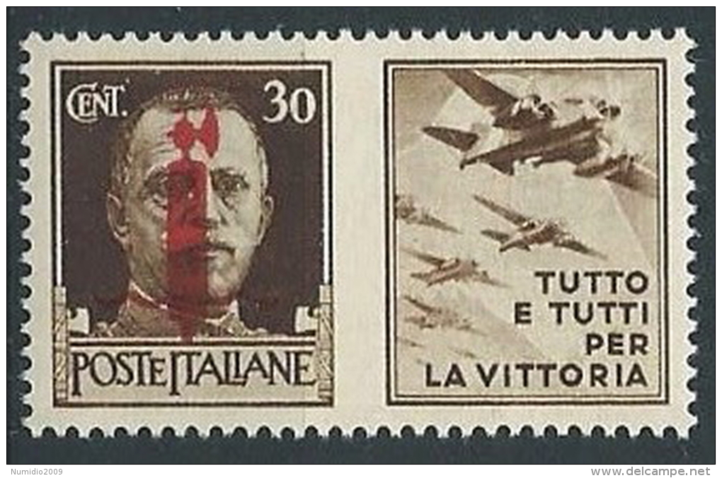 1944 RSI PROPAGANDA DI GUERRA 30 CENT ROSSO BRUNO MNH ** - ED773 - War Propaganda