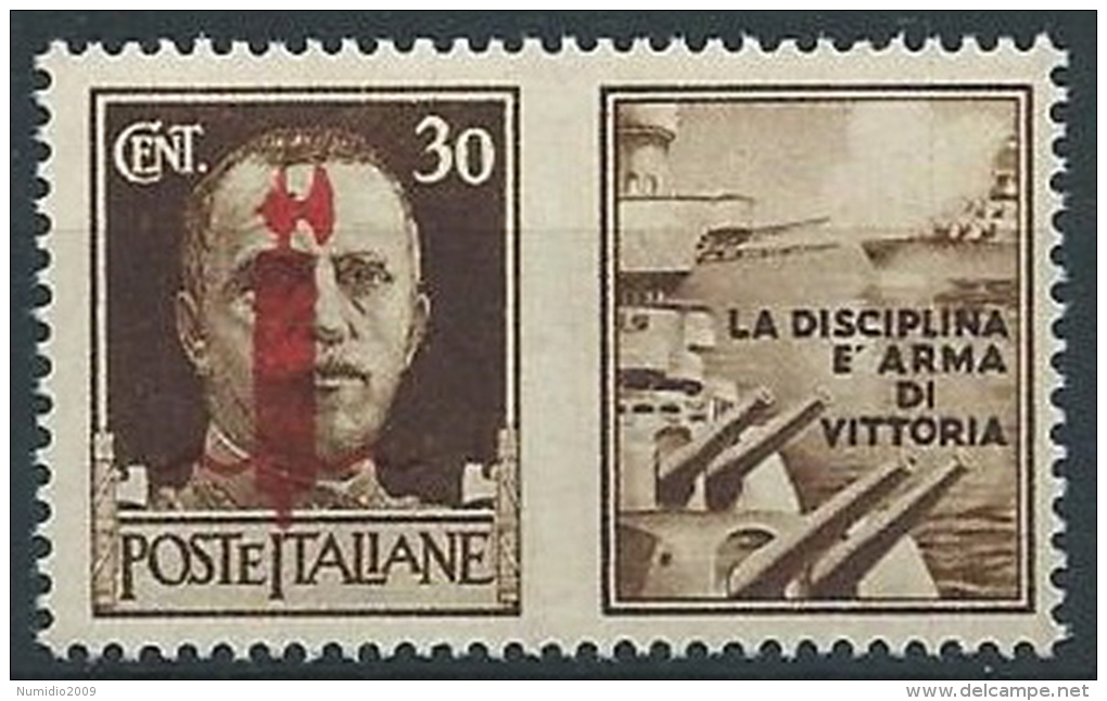 1944 RSI PROPAGANDA DI GUERRA 30 CENT ROSSO BRUNO MNH ** - ED773-10 - War Propaganda