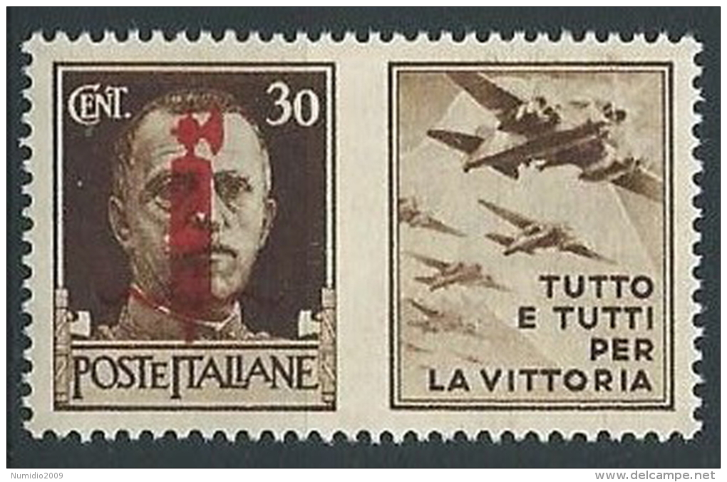 1944 RSI PROPAGANDA DI GUERRA 30 CENT ROSSO BRUNO MNH ** - ED773-2 - War Propaganda