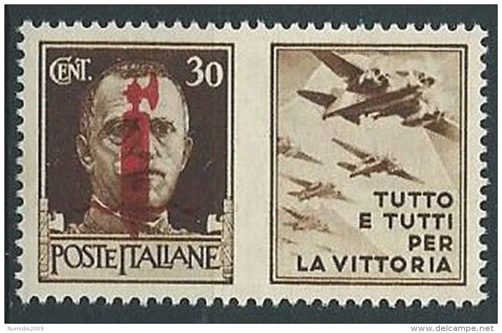 1944 RSI PROPAGANDA DI GUERRA 30 CENT ROSSO BRUNO MNH ** - ED773-4 - Propaganda Di Guerra