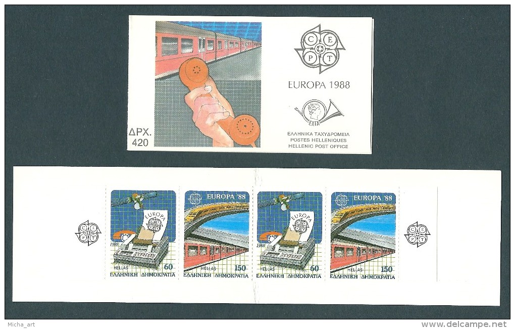 Greece 1988 Europa Cept Booklet 2 Sets 2-side Perforation MNH - Carnets