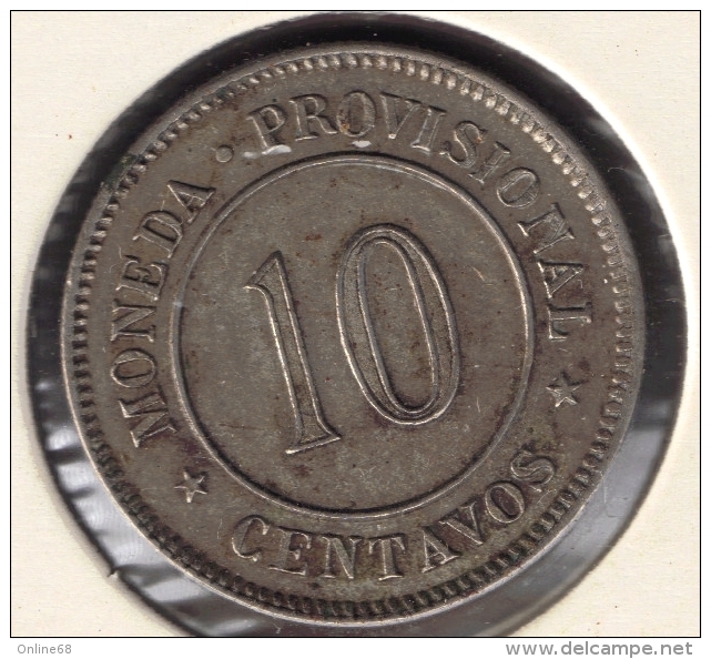 PERU 10 CENTAVOS 1880 KM# 198  MONEDA PROVISIONAL - Pérou