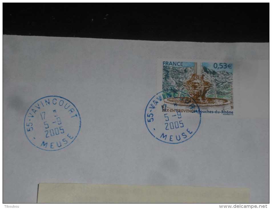 VAVINCOURT - MEUSE - CACHET ROND MANUEL ENCRE BLEUE SUR YT 3777 - FONTAINE AIX EN PROVENCE - - Cachets Manuels