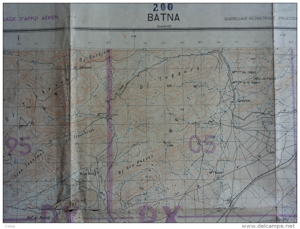 Algérie Carte Topographique BATNA 1/50.000° 1956 - Cartes Topographiques