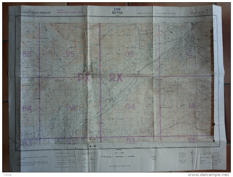 Algérie Carte Topographique BATNA 1/50.000° 1956 - Cartes Topographiques