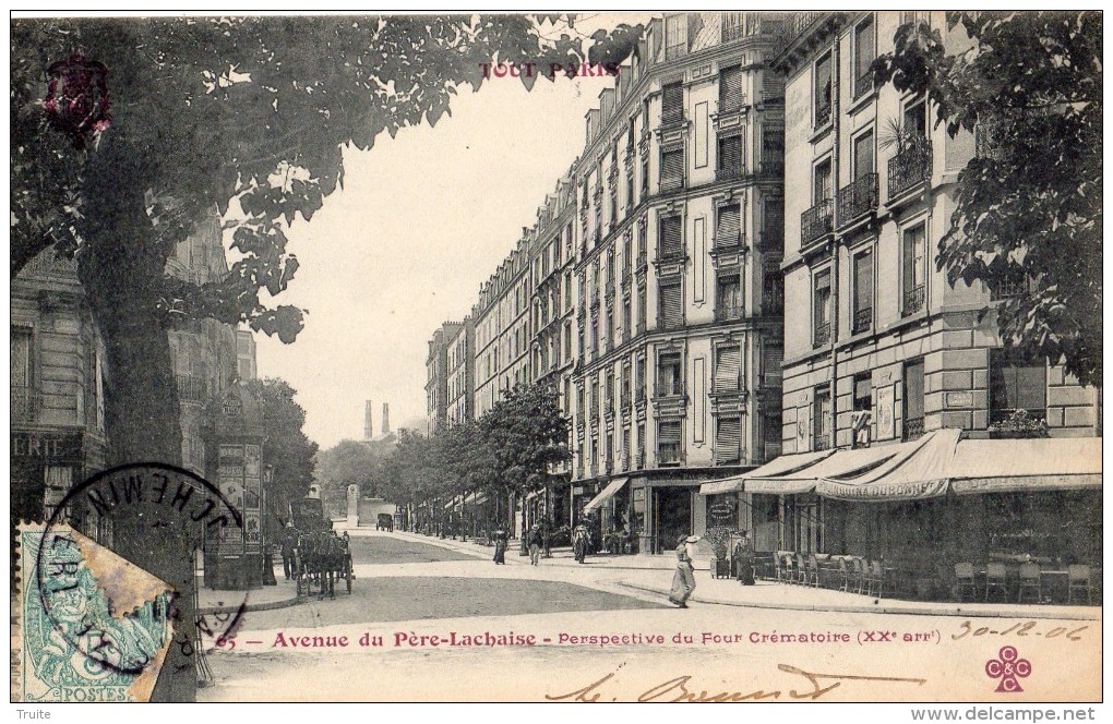 PARIS "SERIE TOUT PARIS" AVENUE DU PERE-LACHAISE PERSPECTIVE DU FOUR CREMATOIRE - Arrondissement: 20