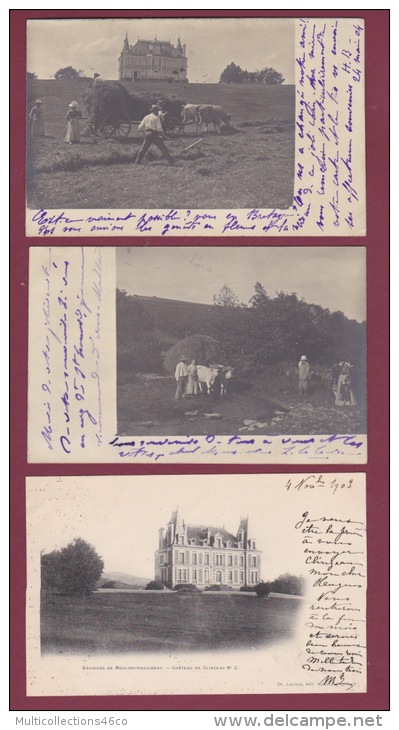 58 - 160814 - Château De CLINZEAU -2 CARTES PHOTOS Fenaison Attelage De Boeufs Et 1 CPA - Otros & Sin Clasificación