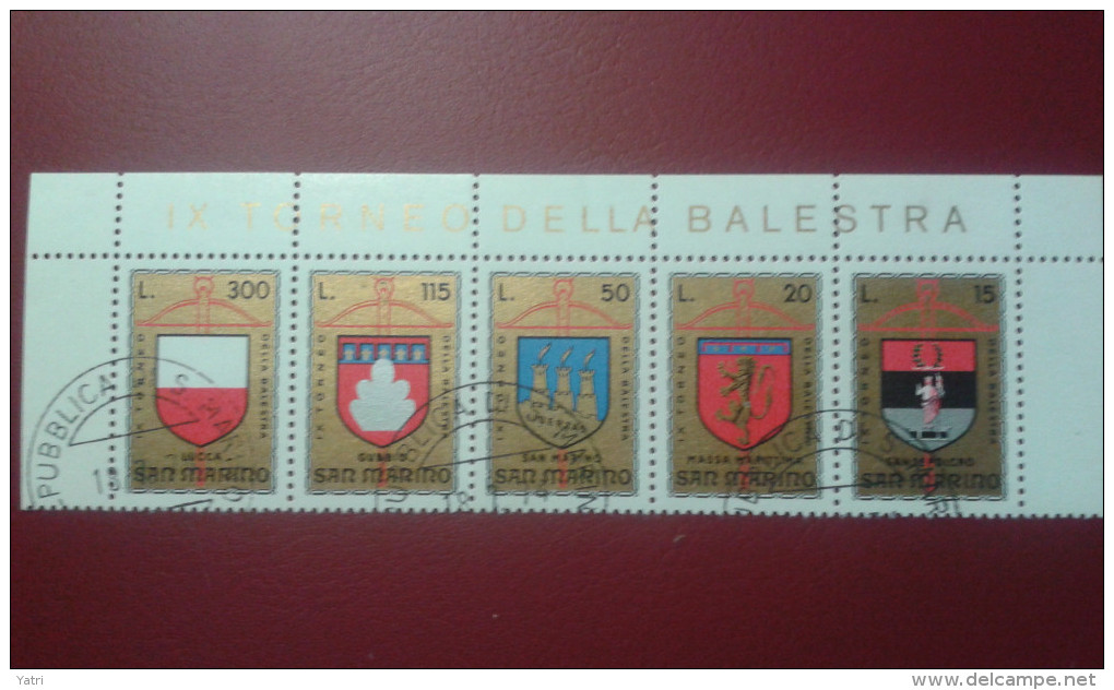 Repubblica Di San Marino - 1974 FDC  - 9° Torneo Della Balestra  Sass. 921-925 (usato) - Used Stamps