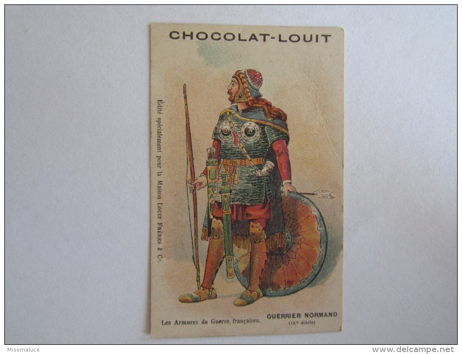 CHROMO CHROMOS CHOCOLAT LOUIT LES ARMURES DE GUERRE FRANÇAISE GUERRIER NORMAND - Louit