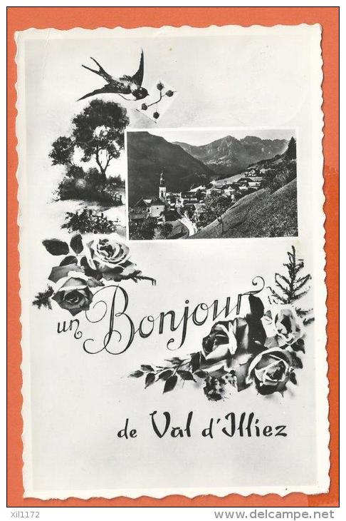 BGG2-03 Un Bonjour De Val D'Illiez.  Circulé En 1955 - Val-d'Illiez 