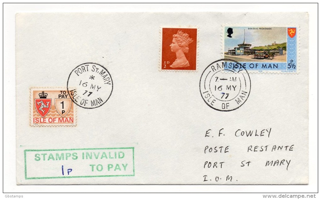1977 Isle Of Man Postage Due Cover See Scan For Detail Etc - Isle Of Man